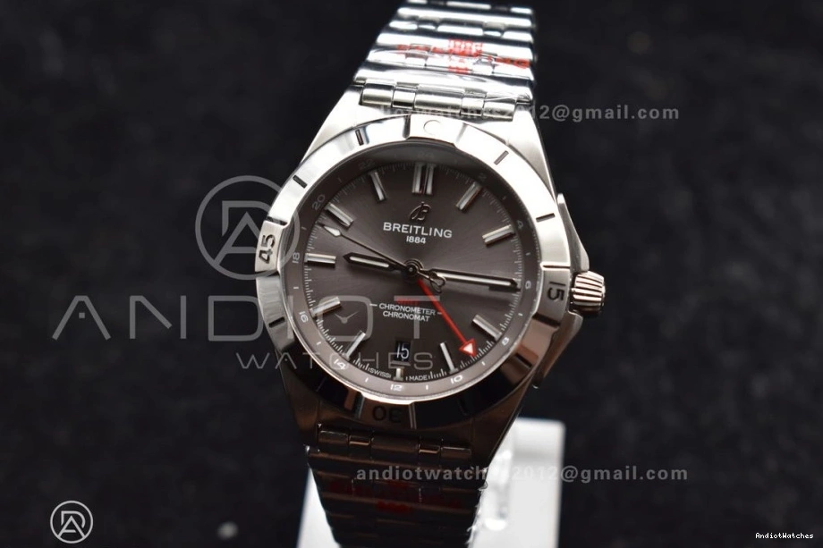 GMT Automatic BLS Chronomat on Dial 40mm Factory 1:1 Bracelet Grey Edition 529 Best A Breitling SS SoftTouch 1011